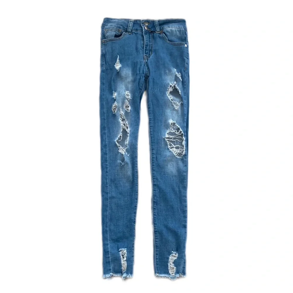 Ripped High-Waisted Skinny Jeans